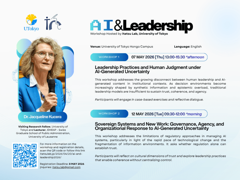 Workshop Series by Visiting Research Fellow Dr Jacqueline Kucera and Itatsu Lab “AI & Leadership”